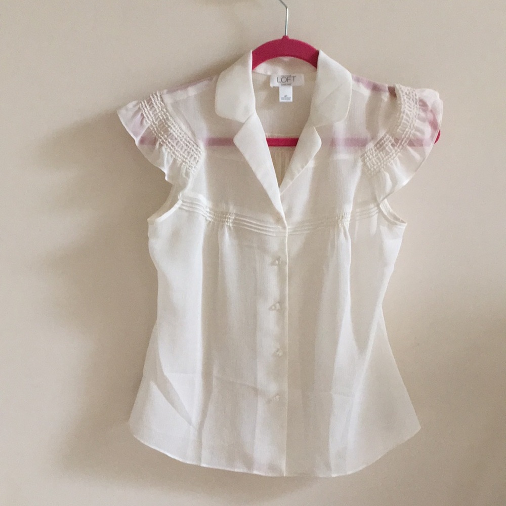 Ann Taylor LOFT “Crochet Detail Button Down Shirt